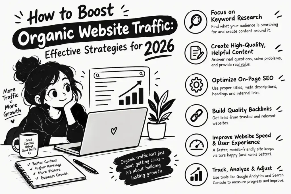 girl and lap organic website traffic